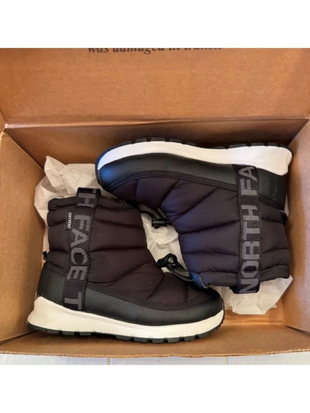 North Face Youth Kids Size 1 EU32 ThermoBall Pull-On Waterproof Black Boots NWOB